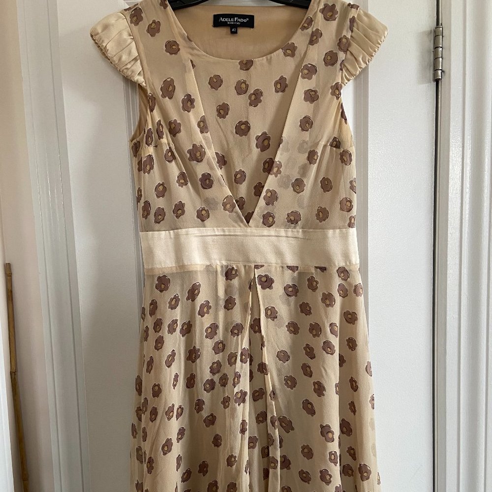 Adele Fado Silk Beige Floral Summer Spring Dress